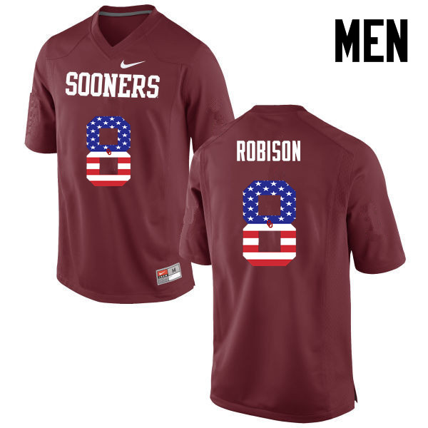 Men Oklahoma Sooners #8 Chris Robison College Football USA Flag Fashion Jerseys-Crimson
